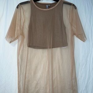 ASOS Tan Mesh Shirt with Crop Top